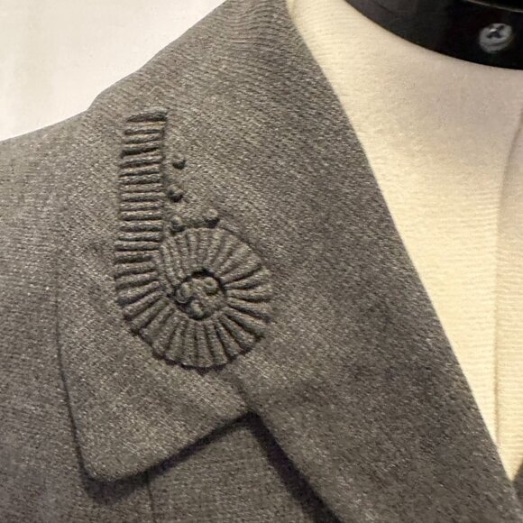 Betty Rose vintage Blazer Jacket Gray Embellished Woven Wool 1960 6 8 - Picture 4 of 14